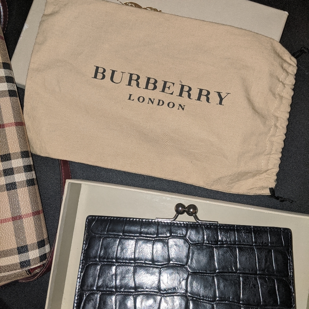 Authentic Burberry Croc Embossed Clutch With Strap